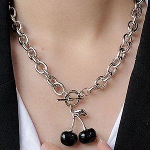 Black Cherry Toggle Choker Chain Necklace